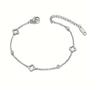 Stainless Steel Four-Leaf Clover Bracelet